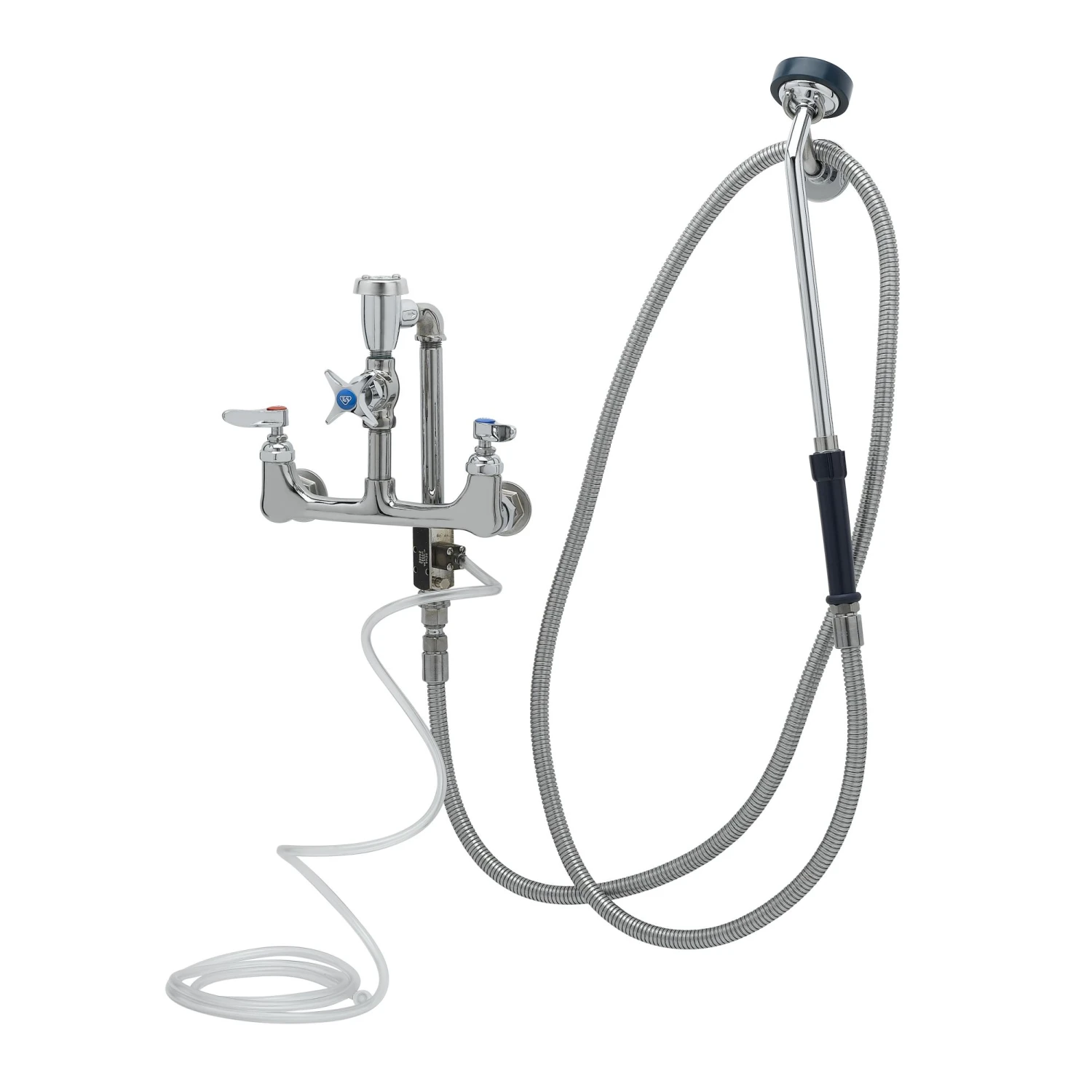 T&S Brass Cart Wash Spray Unit, Soap Injector, Vacuum Breaker, Spray Nozzle with Brush Included