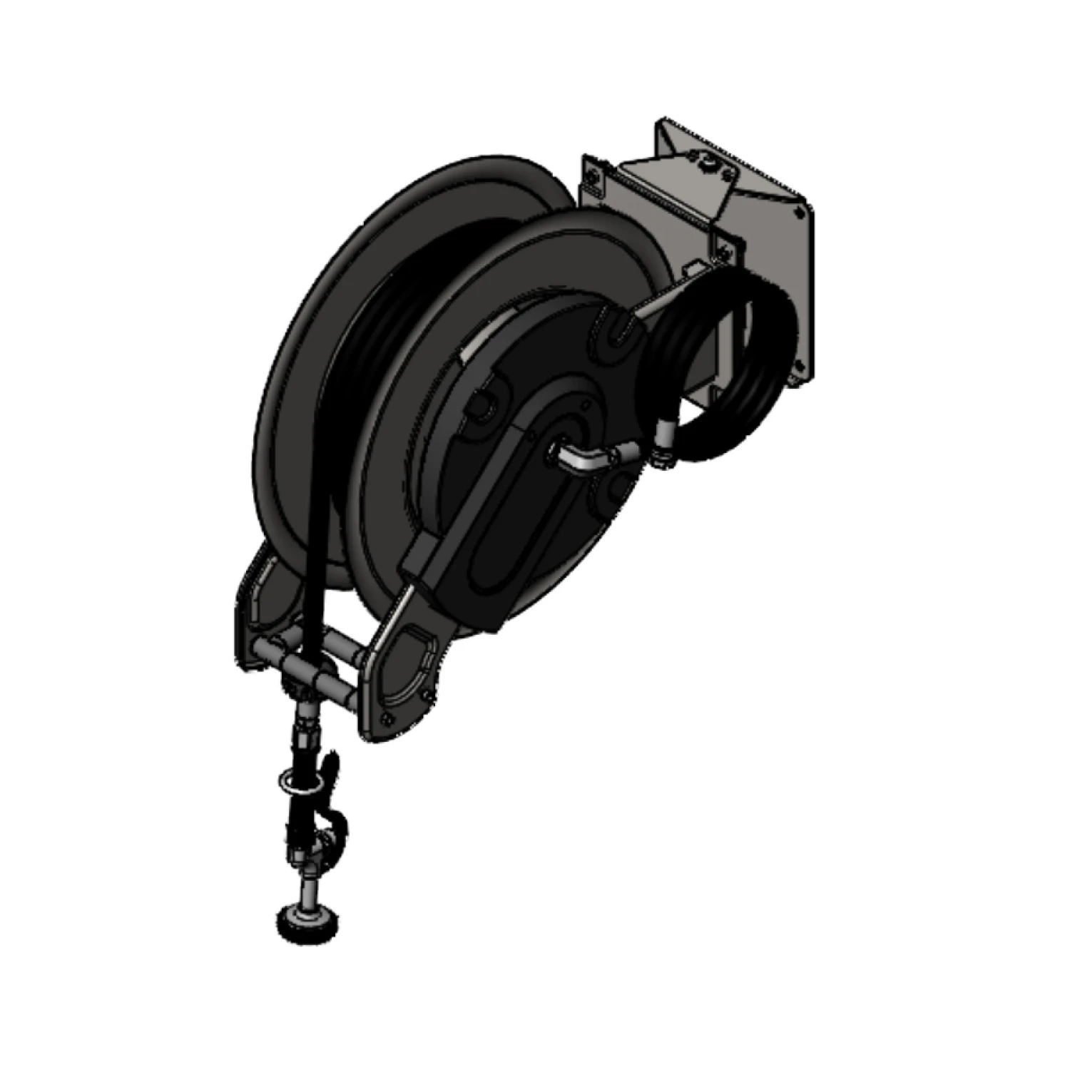 T&S Brass Equip Hose Reel, Dual Arm, Open, Stainless Steel, 1/2" ID x 82' Hose, High Flow Spray Valve & SS Swing Bracket