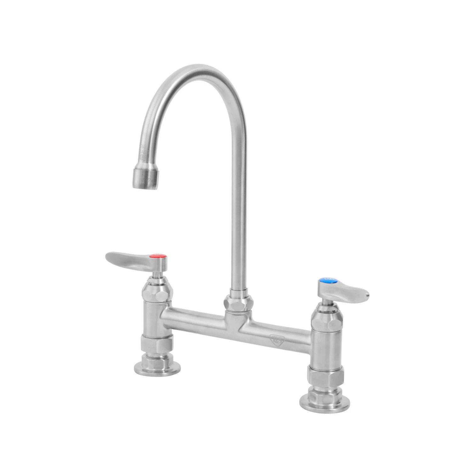T&S Brass EverSteel Stainless Steel Double Pantry Faucet, 8" Deck Mount, Eterna Cartridges w/ SC, Swivel/Rigid Gooseneck, Lever Handles