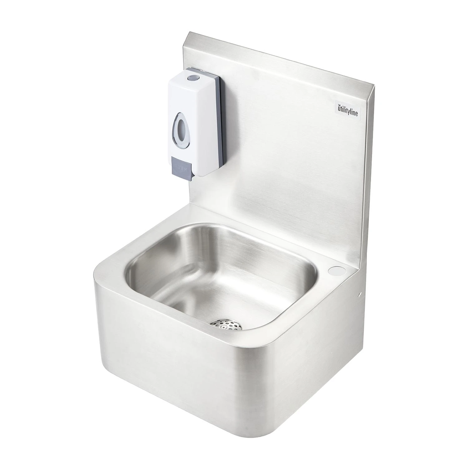 T&S Brass UtilityLine Solid Front Handsink Assembly, w/ Backsplash, Soap Dispenser And Plastic Drain Kit