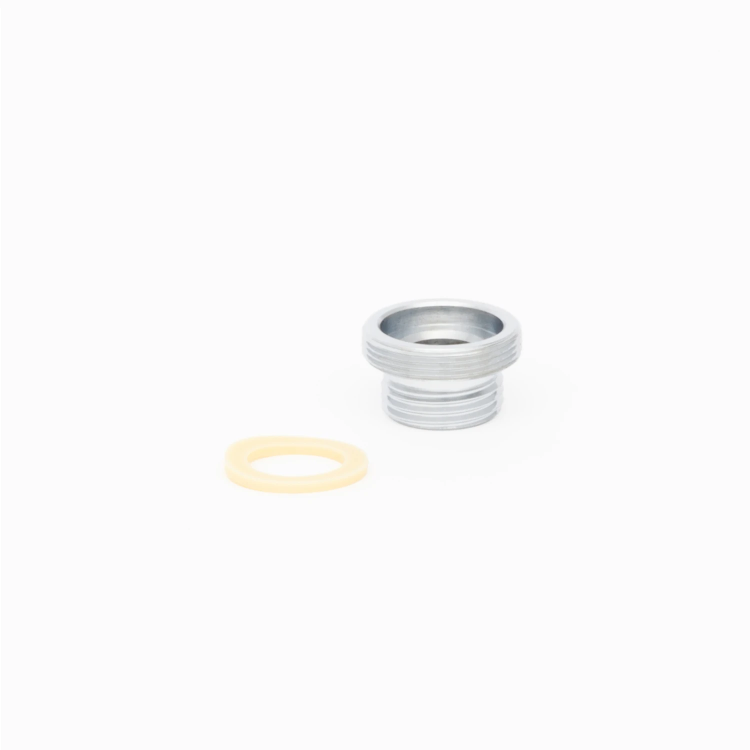 T&S Brass Adapter for Series #2/#7 Outlets, 55/64-27UN Aerator Male x 3/8" NPSM Male, Plated Brass (Washer Included)
