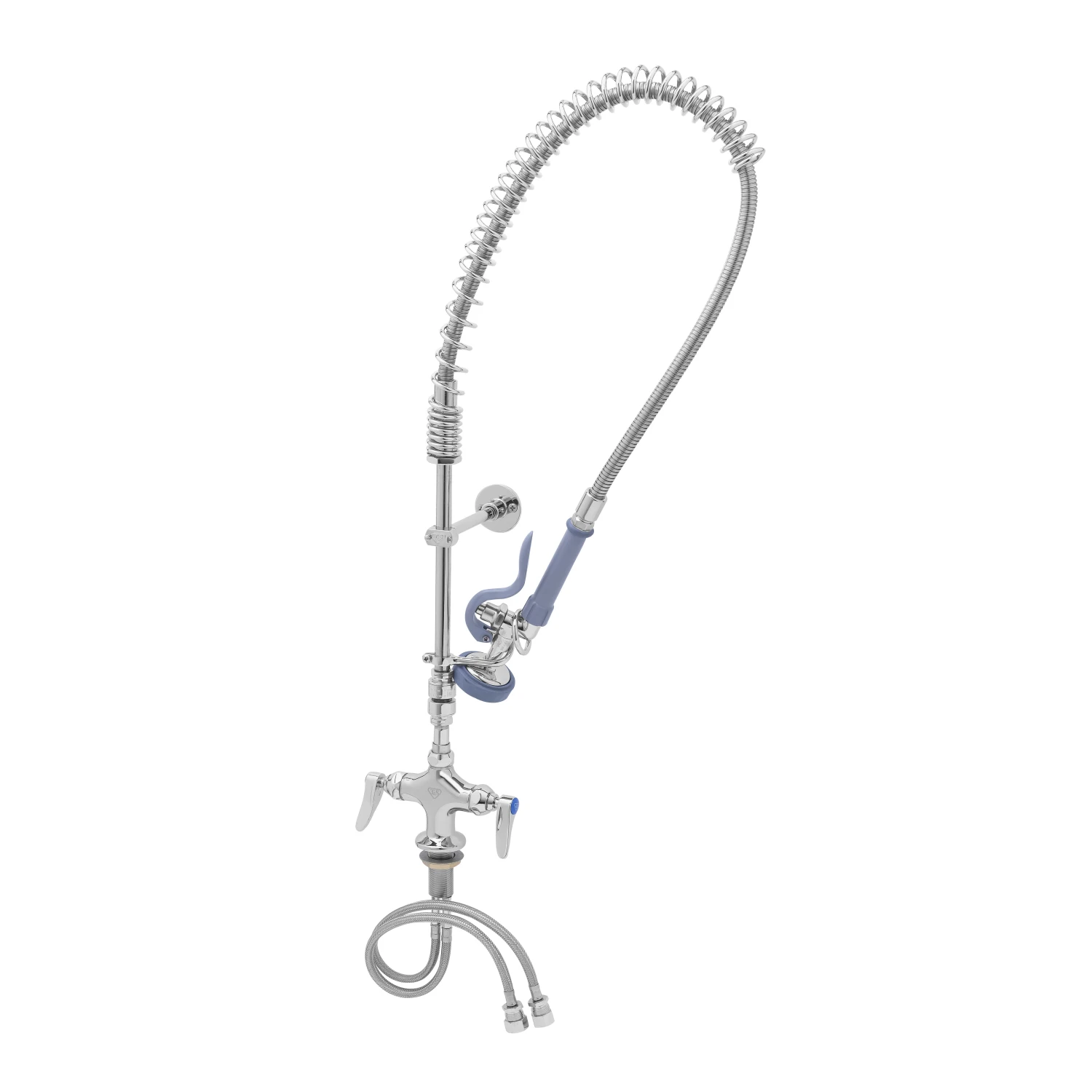 T&S Brass EasyInstall Pre-Rinse: Spring Action, Single Hole Base, Flex Lines, VB, 079X 10" Riser