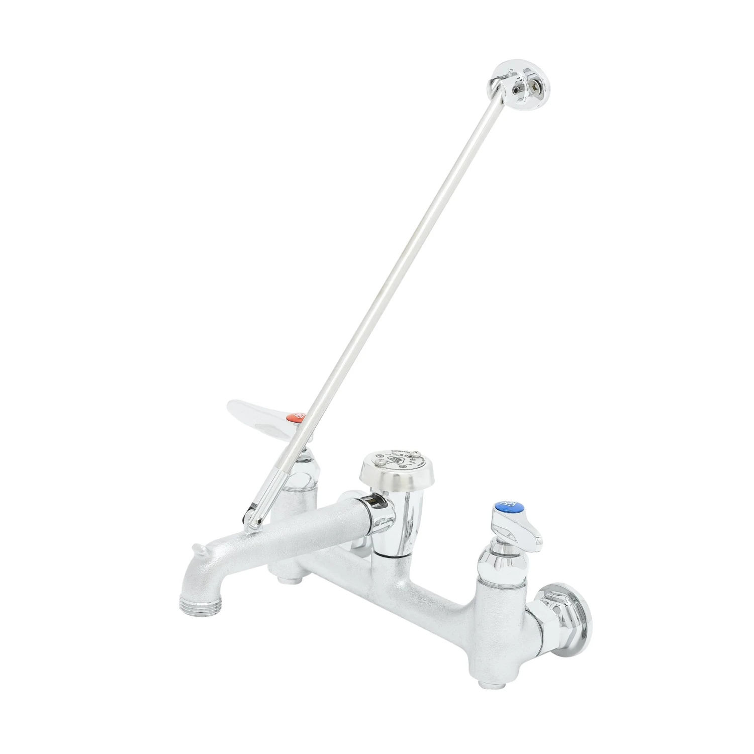 T&S Brass Service Sink Faucet, Wall Mount, 8" Centers, Built-In Stops, Vacuum Breaker, Rough
