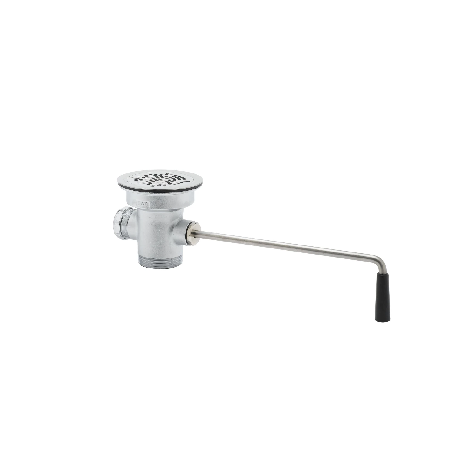 T&S Brass Waste Drain Valve, Twist Handle, 3-1/2" x 2", VR Flat Strainer