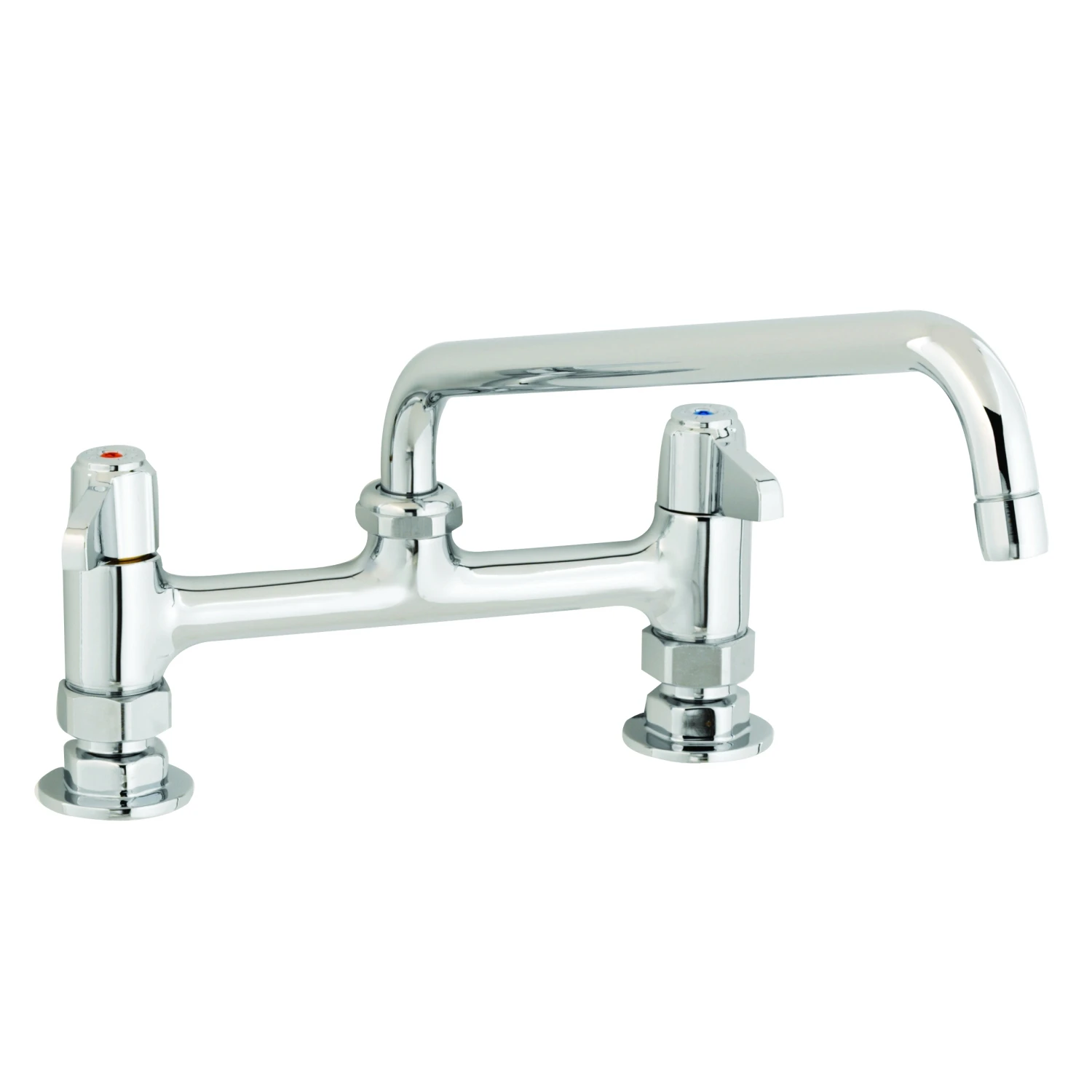 T&S Brass 8" Deck Mount Faucet, 12" Swing Nozzle, 2.2 GPM Aerator, Lever Handles, Supply Nipple