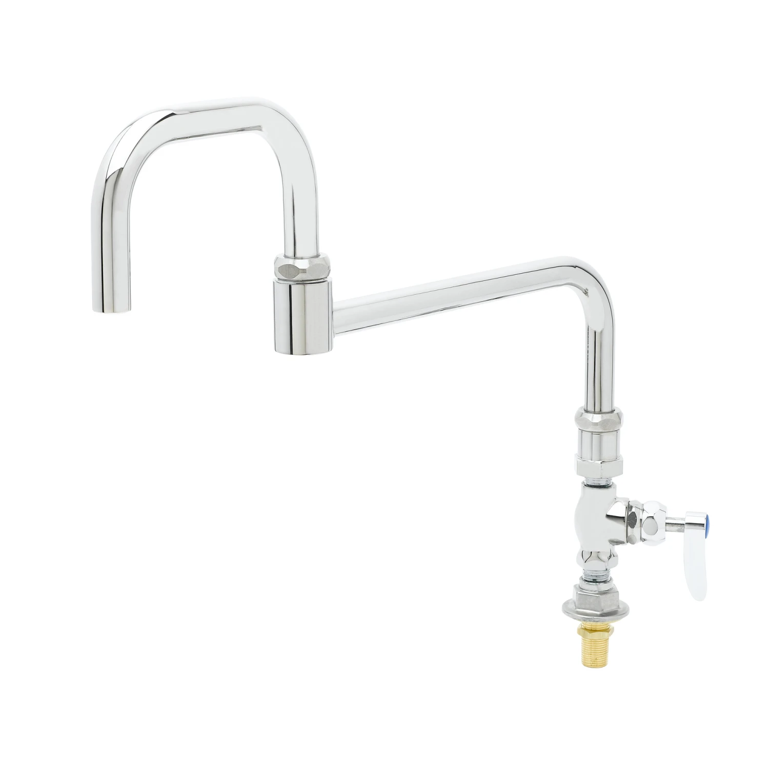 T&S Brass Big-Flo Single Pantry Faucet, Deck Mount, 18" Double-Joint Swing Nozzle w/ Plain-End, & Lever Handle