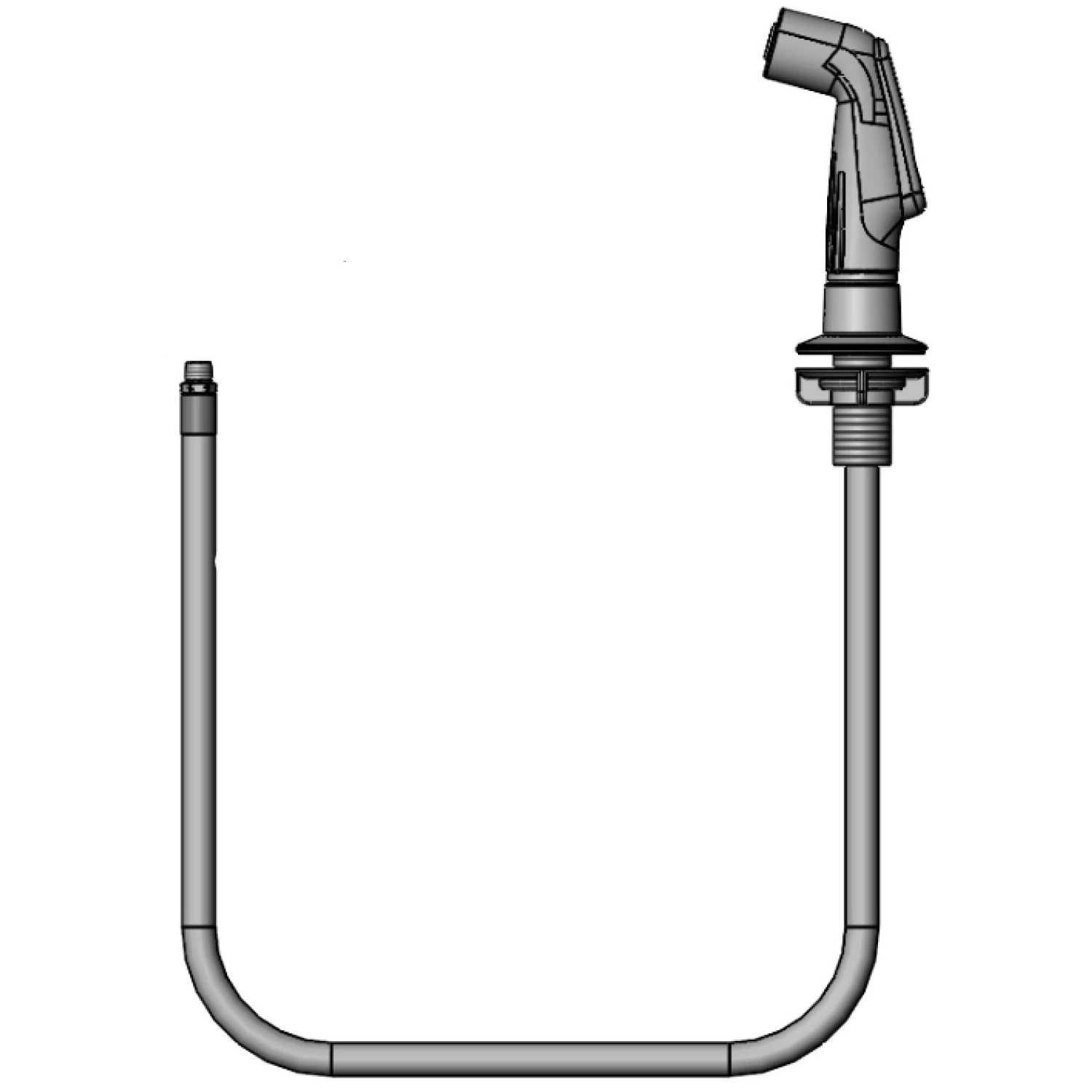 T&S Brass New Style Sidespray & Hose Guide, 1/8"NPT Male x 4' Long