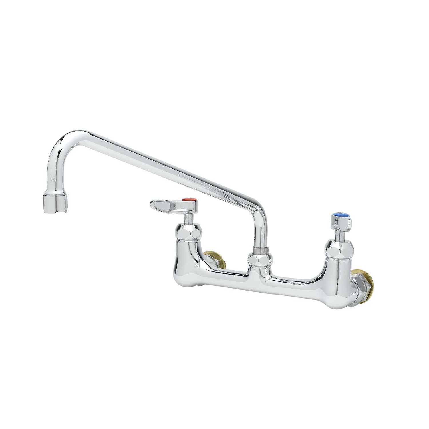 T&S Brass 8" c/c Double Pantry Faucet, Wall Mount, 12" Swing Nozzle (062X), 00CC Inlets & Ceramas