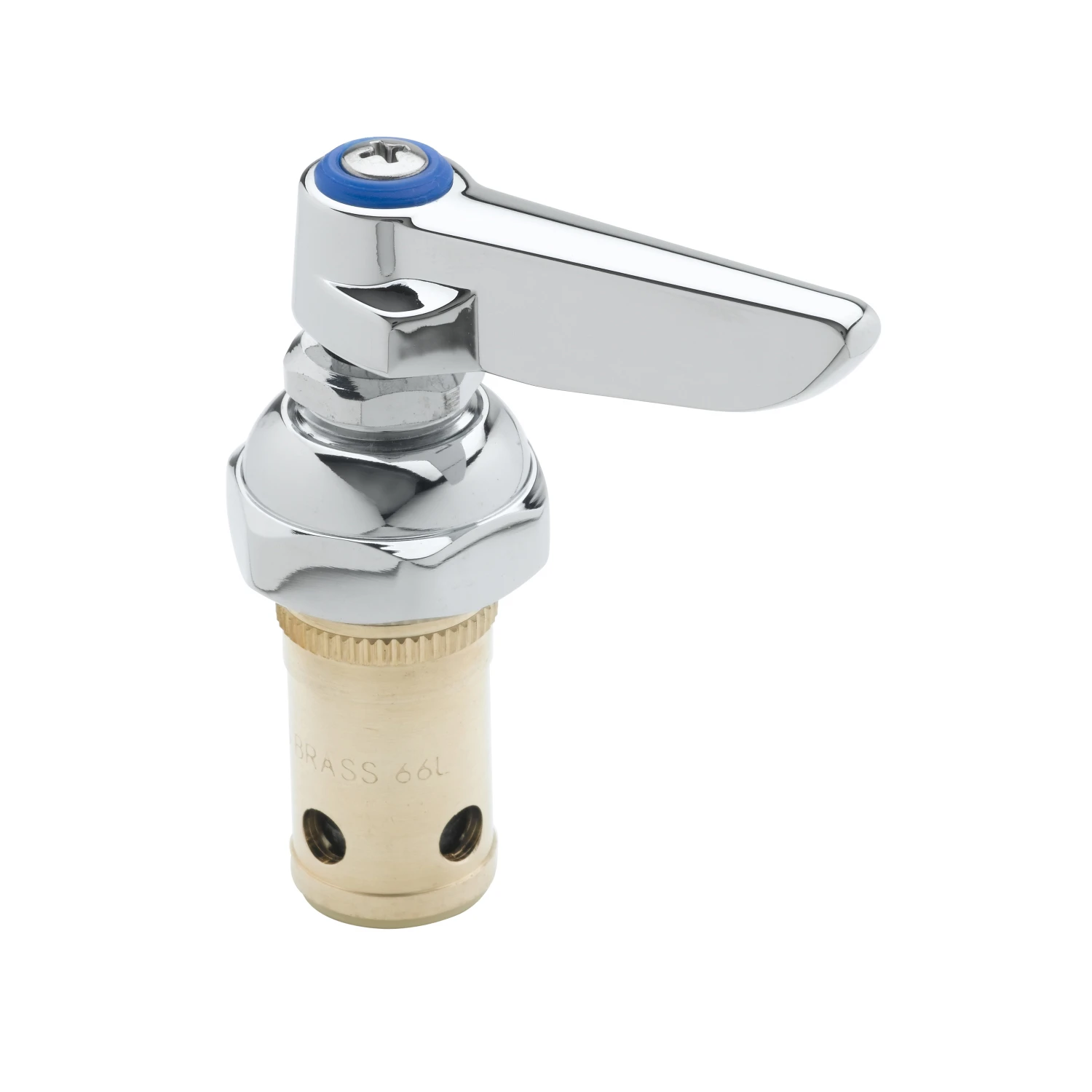 T&S Brass Eterna Spindle Assembly, Spring Check, Left Hand (Cold), Lever Handle, Screw, & Index