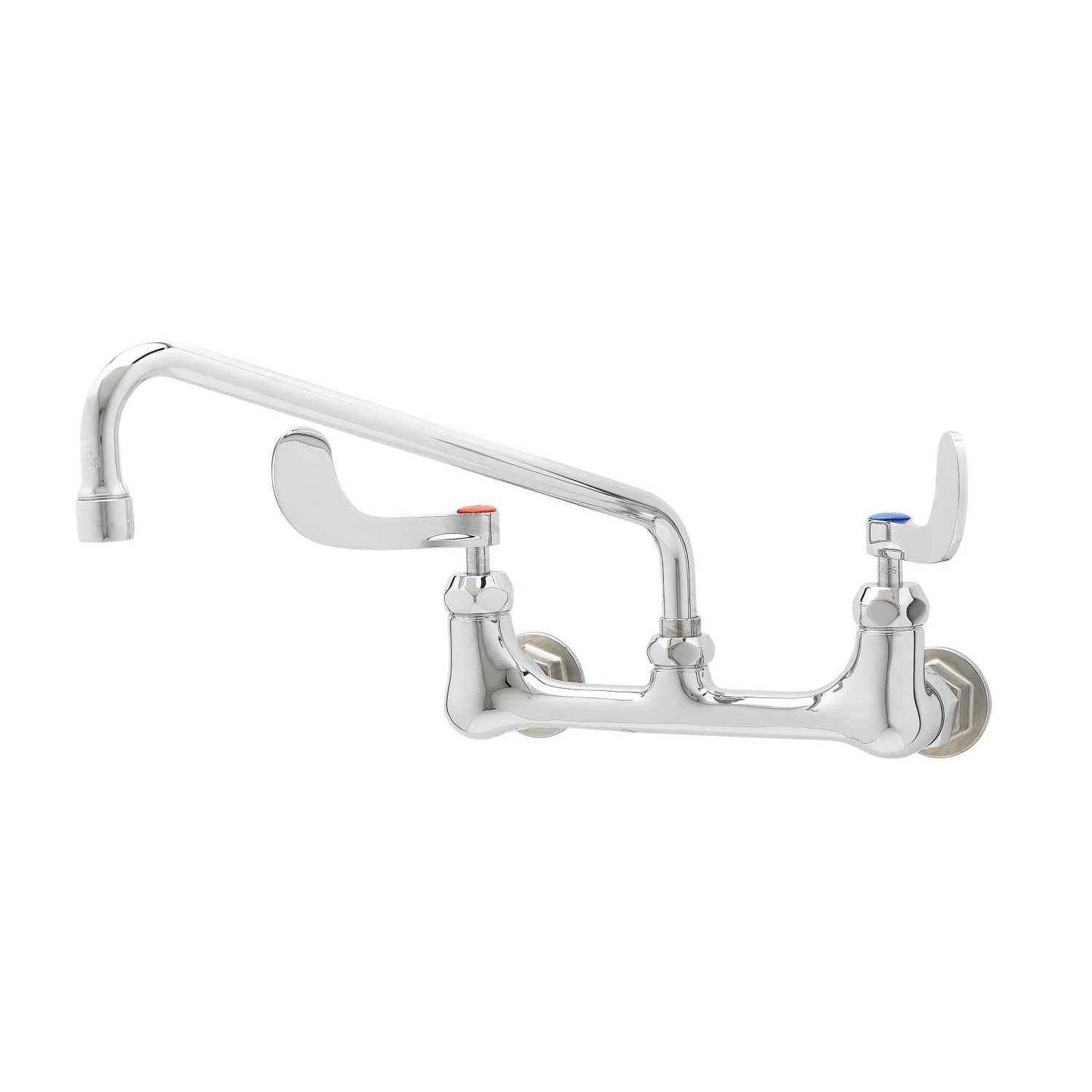 T&S Brass Double Pantry Faucet, Ceramic Cartridges, 8" Centers, 12" Swing Nozzle, 4" Wrist Handles